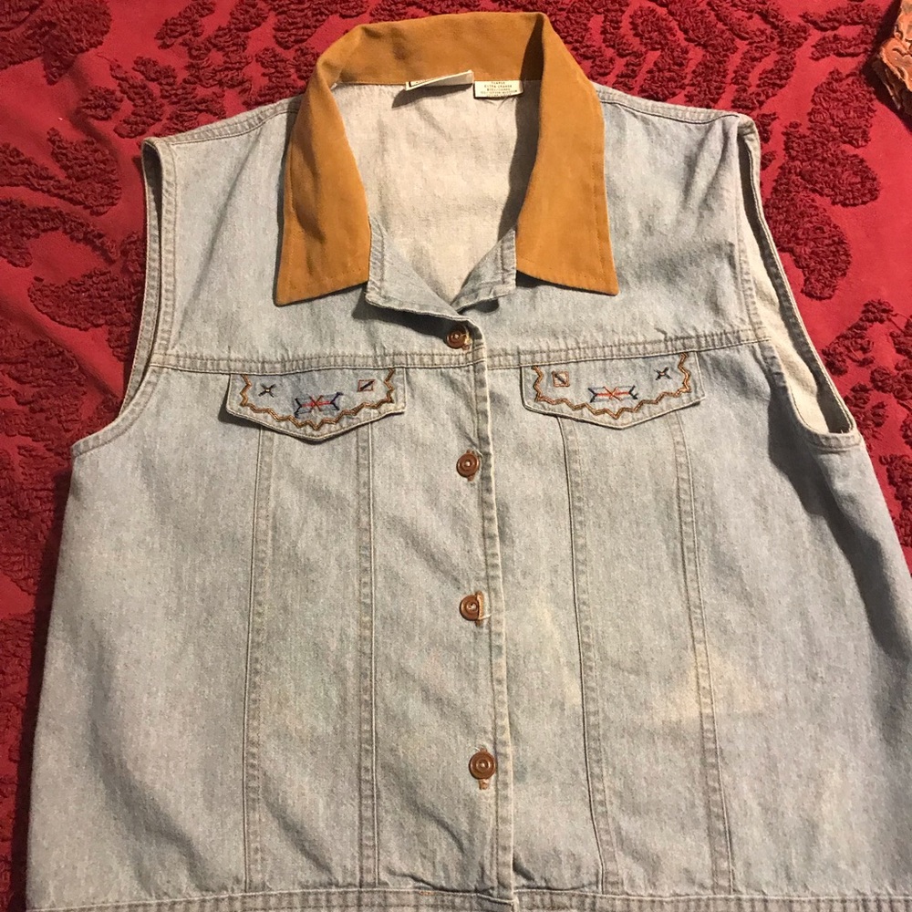 Denim Sleeveless Button Up Top